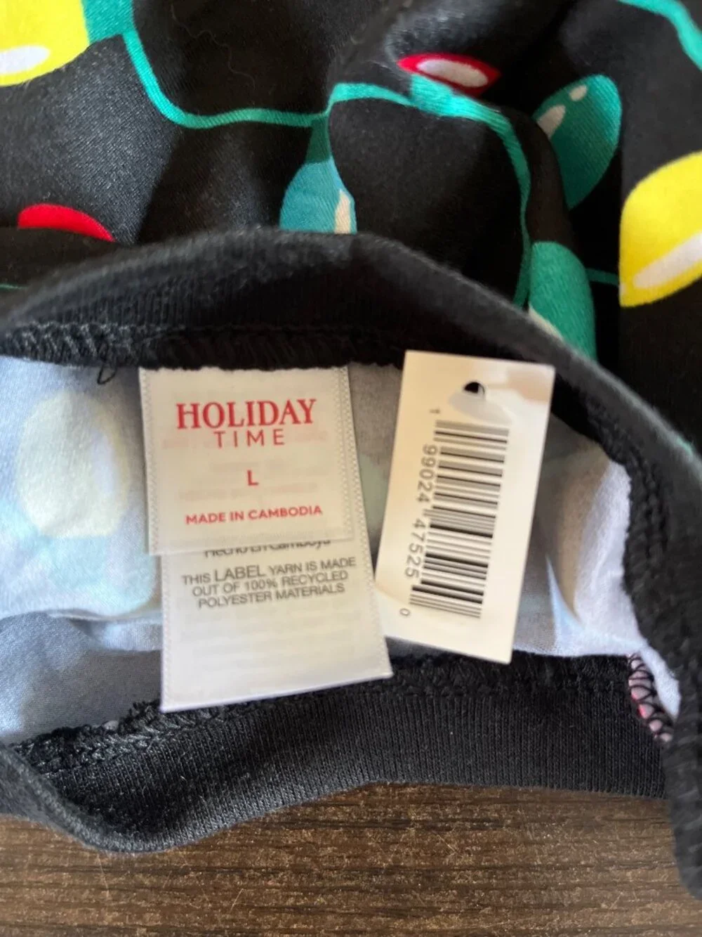NWT Holiday Time Dogs Large Black Short Sleeve Shirt Christmas Lights